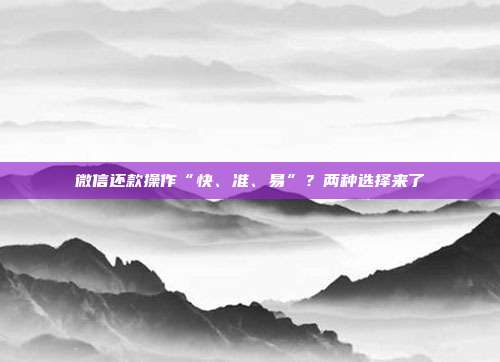 微信还款操作“快、准、易”?两种选择来了