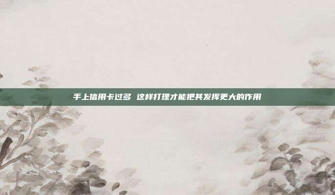 手上信用卡过多 这样打理才能把其发挥更大的作用
