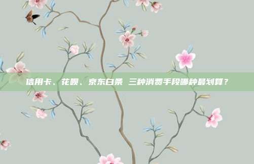信用卡、花呗、京东白条 三种消费手段哪种最划算?