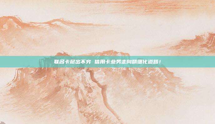 联名卡层出不穷 信用卡业务走向精细化道路!