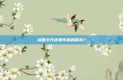 信用卡代还费率真的低吗?