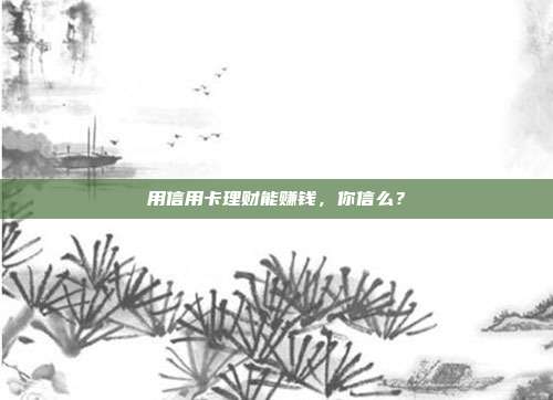 用信用卡理财能赚钱,你信么?