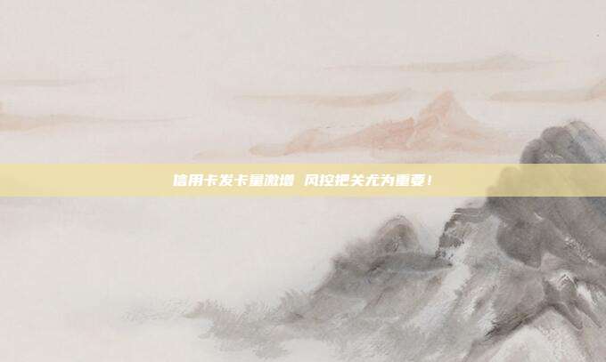 信用卡发卡量激增 风控把关尤为重要!
