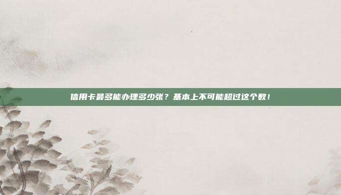 信用卡最多能办理多少张?基本上不可能超过这个数!