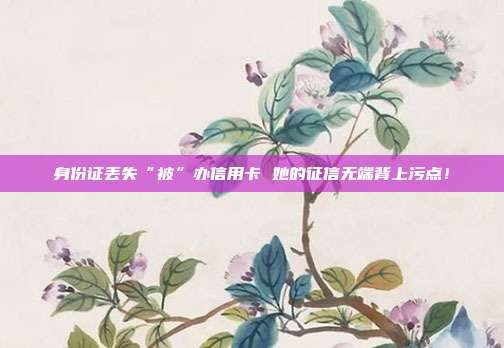 身份证丢失“被”办信用卡 她的征信无端背上污点!