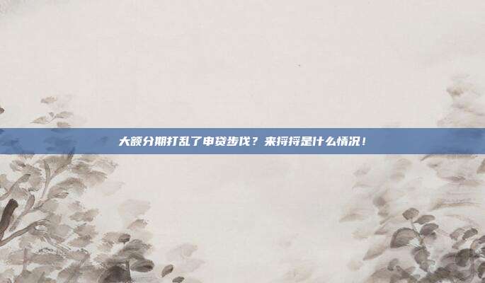 大额分期打乱了申贷步伐?来捋捋是什么情况!