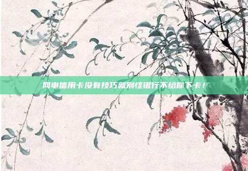 网申信用卡没有技巧就别怪银行不给你下卡!