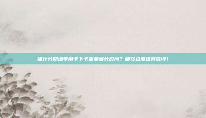 建行分期通专用卡下卡需要多长时间？邮寄进度这样查询！