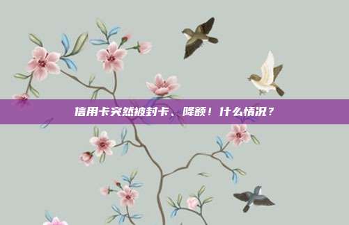信用卡突然被封卡、降额！什么情况？