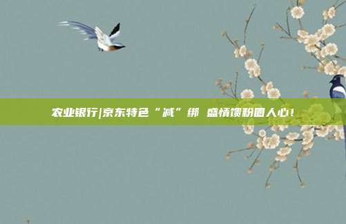 农业银行|京东特色“减”绑 盛情馈粉圈人心!