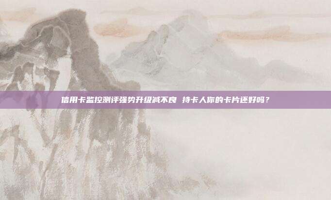 信用卡监控测评强势升级减不良 持卡人你的卡片还好吗?