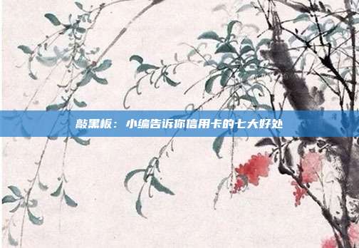 敲黑板:小编告诉你信用卡的七大好处