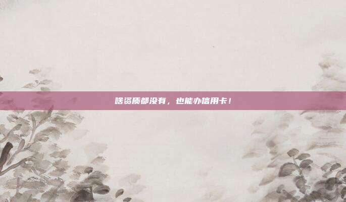 啥资质都没有,也能办信用卡!