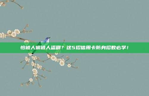 怕被人偷被人盗刷?这5招信用卡防身招数必学!