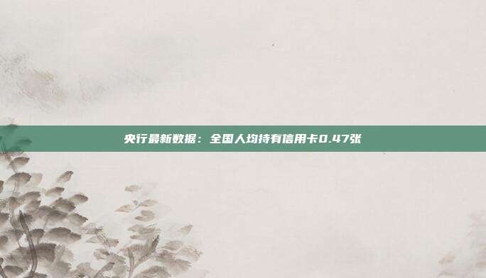央行最新数据:全国人均持有信用卡0.47张