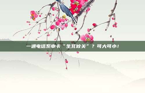 一通电话系申卡“生死攸关”?可大可小!