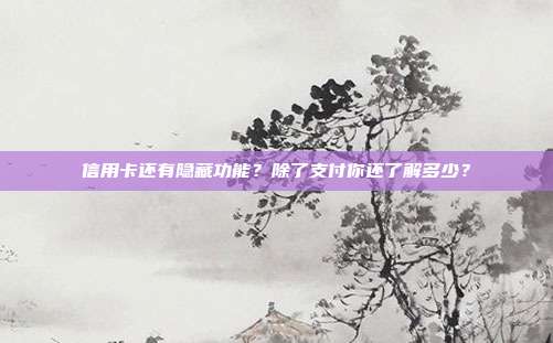 信用卡还有隐藏功能?除了支付你还了解多少?