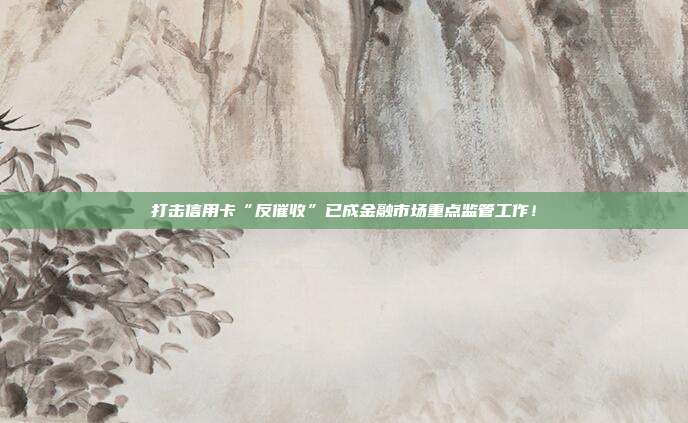 打击信用卡“反催收”已成金融市场重点监管工作!