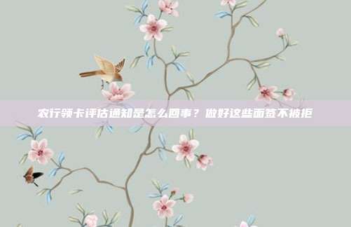农行领卡评估通知是怎么回事？做好这些面签不被拒