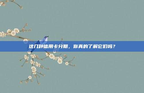 这几种信用卡分期,你真的了解它们吗?