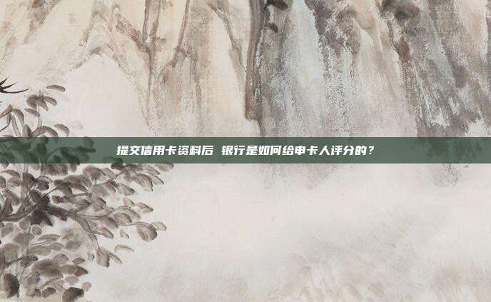 提交信用卡资料后 银行是如何给申卡人评分的?