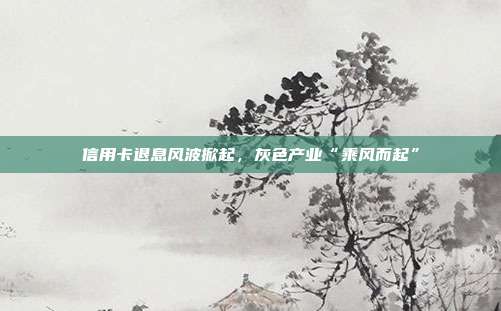 信用卡退息风波掀起,灰色产业“乘风而起”