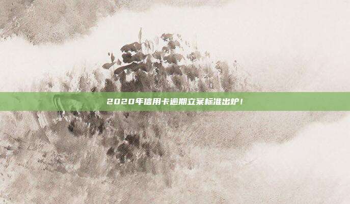 2020年信用卡逾期立案标准出炉!