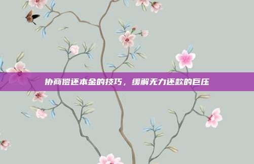 协商偿还本金的技巧,缓解无力还款的巨压