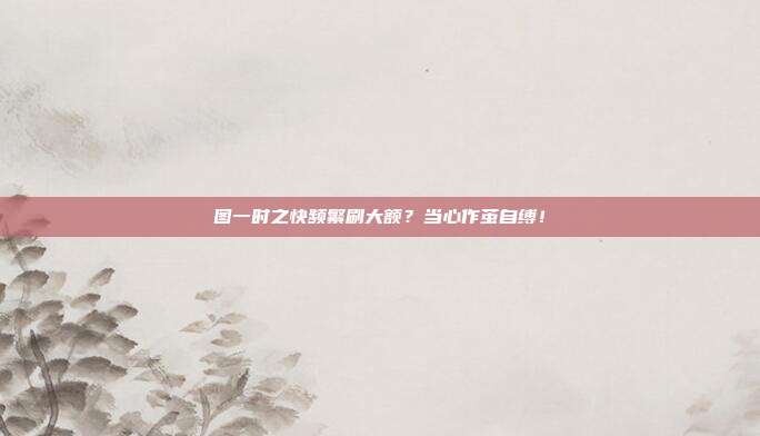 图一时之快频繁刷大额?当心作茧自缚!