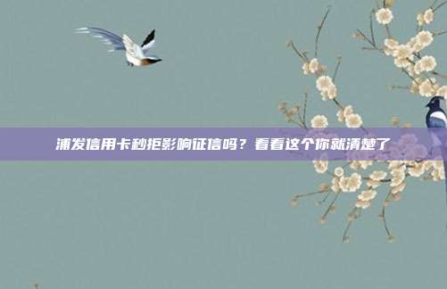 浦发信用卡秒拒影响征信吗?看看这个你就清楚了