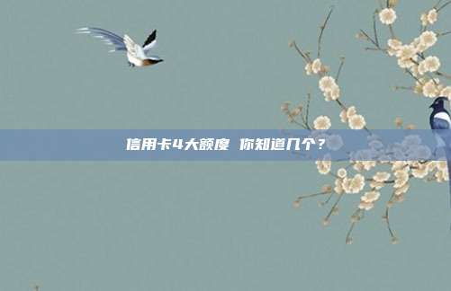 信用卡4大额度 你知道几个？