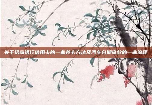 关于招商银行信用卡的一些养卡方法及汽车分期贷款的一些流程