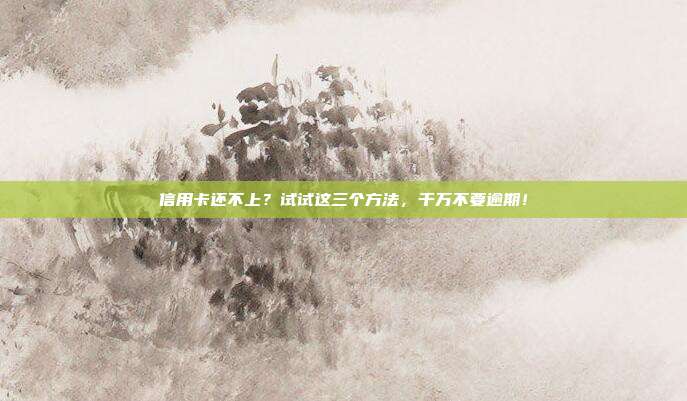 信用卡还不上?试试这三个方法,千万不要逾期!