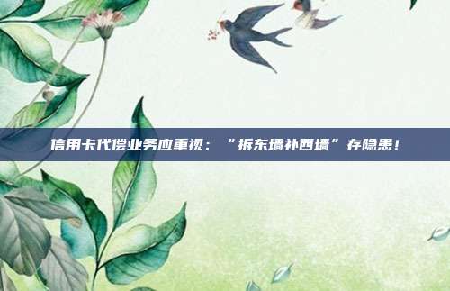 信用卡代偿业务应重视:“拆东墙补西墙”存隐患!