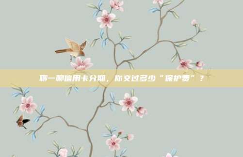 聊一聊信用卡分期,你交过多少“保护费”?
