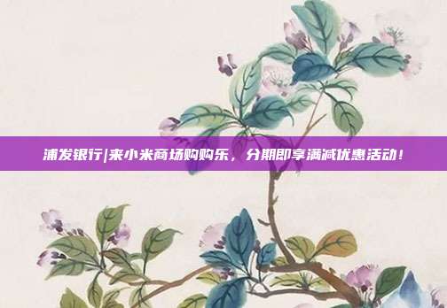 浦发银行|来小米商场购购乐,分期即享满减优惠活动!