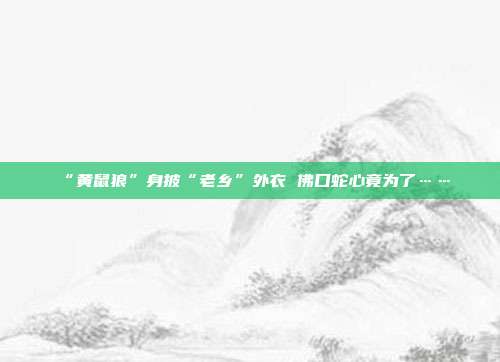 “黄鼠狼”身披“老乡”外衣 佛口蛇心竟为了……