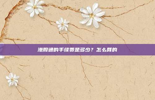 港股通的手续费是多少?怎么算的