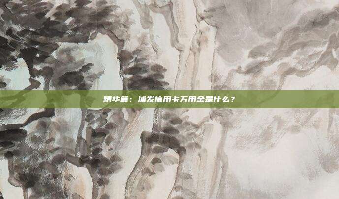 精华篇:浦发信用卡万用金是什么?
