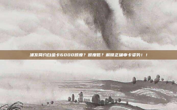 浦发简约白金卡6000额度?额度低?解锁正确申卡姿势!!