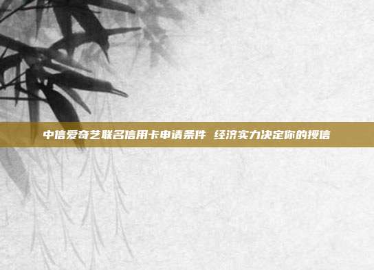 中信爱奇艺联名信用卡申请条件 经济实力决定你的授信