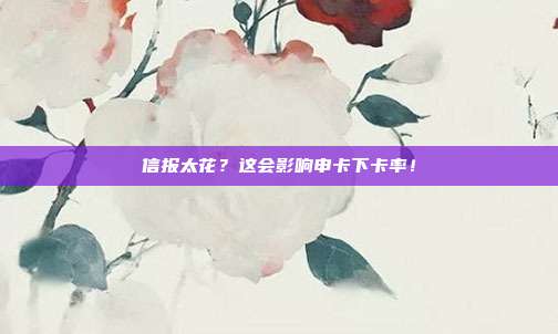 信报太花?这会影响申卡下卡率!