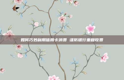 如何巧妙利用信用卡消费 谨防银行重复收费