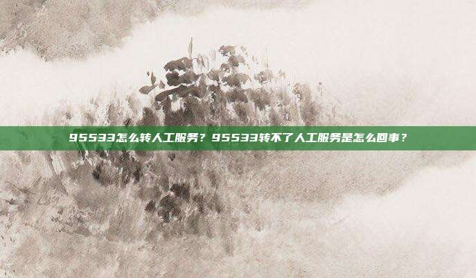 95533怎么转人工服务?95533转不了人工服务是怎么回事?