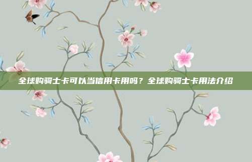 全球购骑士卡可以当信用卡用吗?全球购骑士卡用法介绍