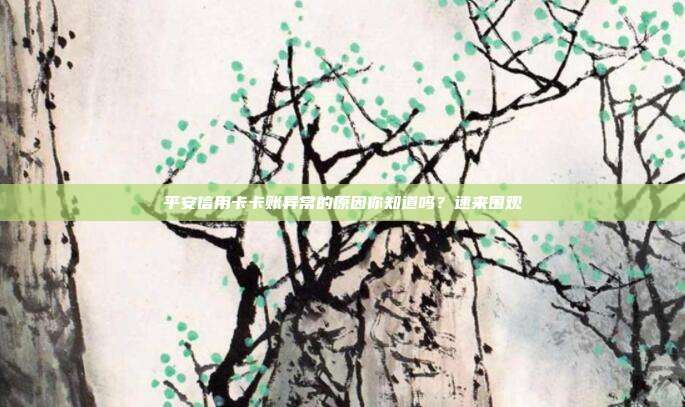 平安信用卡卡账异常的原因你知道吗?速来围观