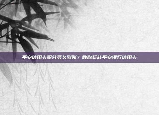 平安信用卡积分多久到账?教你玩转平安银行信用卡