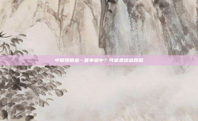 中信随借金一直审批中?可能是这些原因