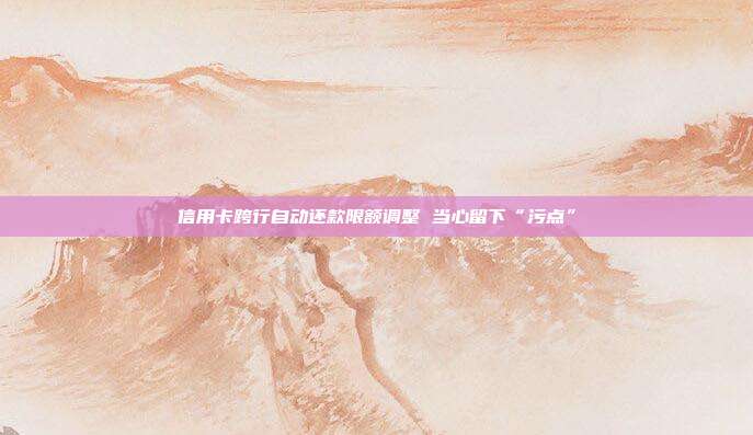 信用卡跨行自动还款限额调整 当心留下“污点”
