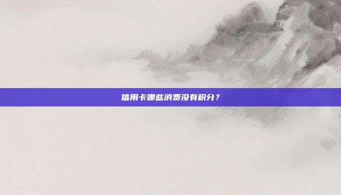 信用卡哪些消费没有积分？